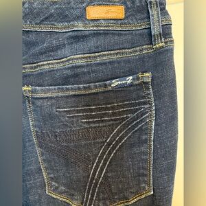 Dark Wash Women's Jeans with Yellow Stitching